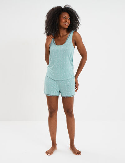 Haut de pyjama débardeur vert menthe femme