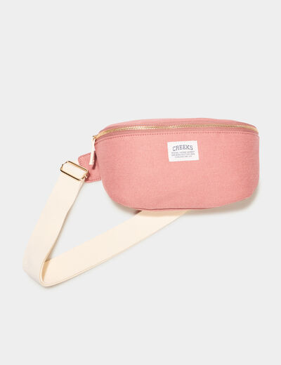 Sac banane bandouli&egrave;re en toile canvas vieux rose femme