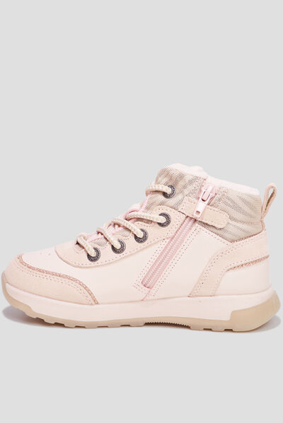 Bottines zippées Kickers Fauna rose fille