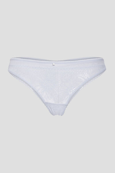 Tanga en dentelle blanc femme