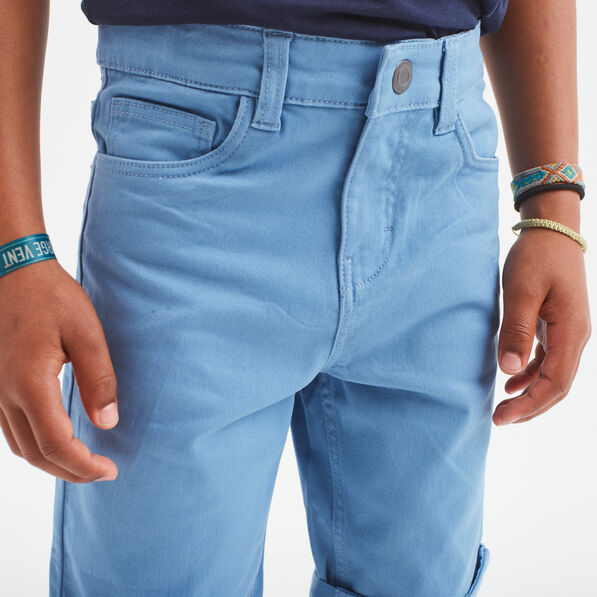 Bermuda droit ajusté à ourlets bleu pastel garçon