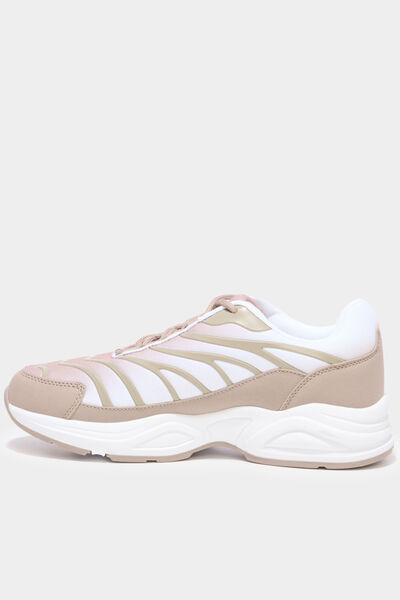 Baskets running semelles bulles taupe femme