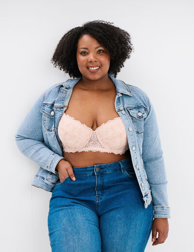 Soutien-gorge emboîtant dentelle rose clair femme grande taille