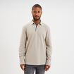 Polo piqu&eacute; droit manches longues coton gris clair homme