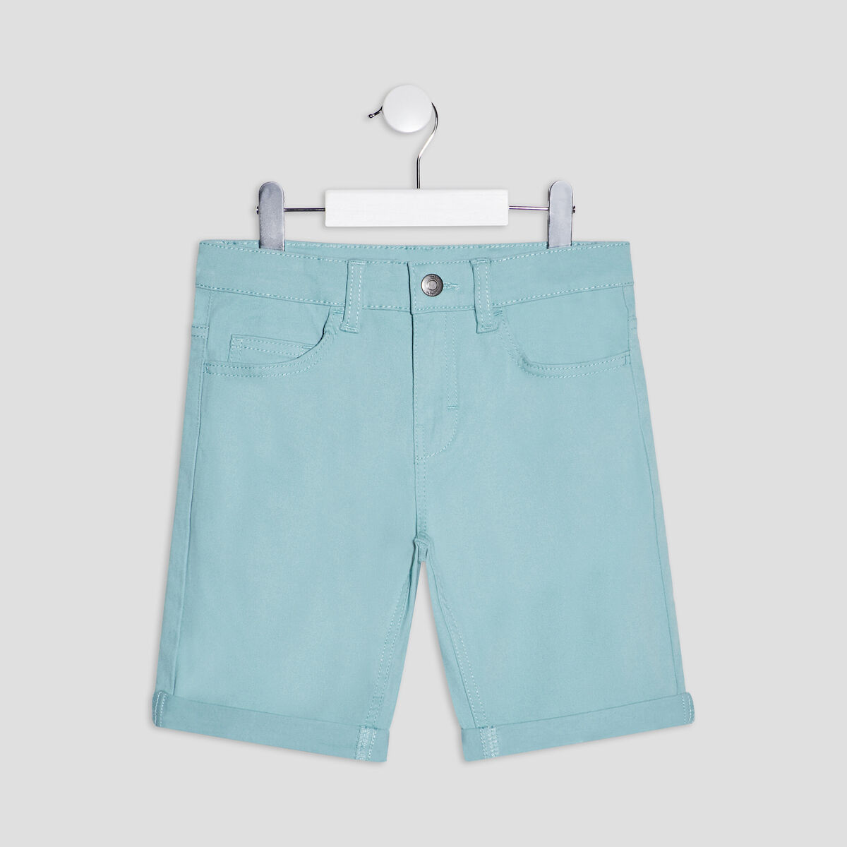 Bermuda droit ajusté à ourlets bleu gris garçon
