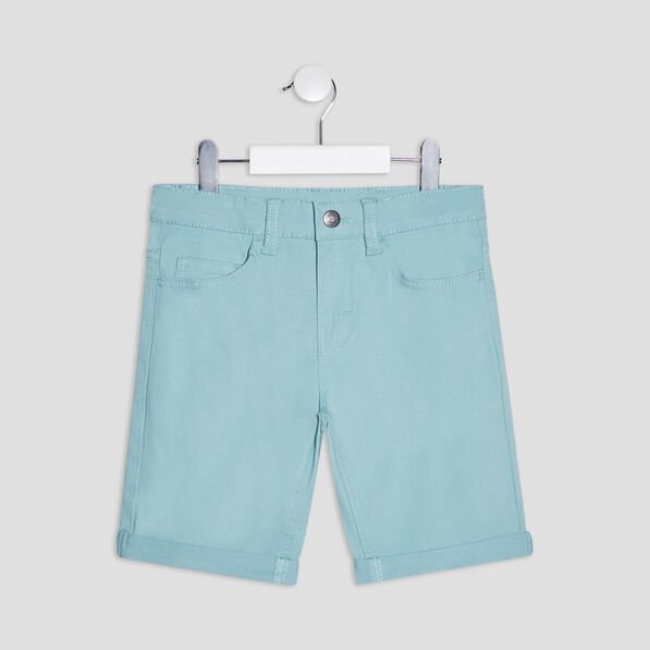 Bermuda droit ajusté à ourlets bleu gris garçon