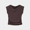 Top manches courtes col bateau fronc&eacute; marron fonc&eacute; femme