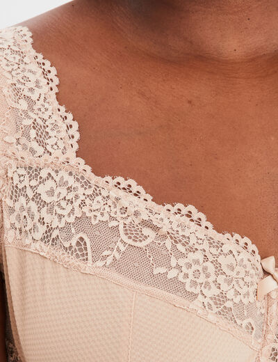 Soutien-gorge corbeille dentelle sable femme grande taille