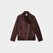 Blouson zippé effet suédine style biker marron foncé femme grande taille