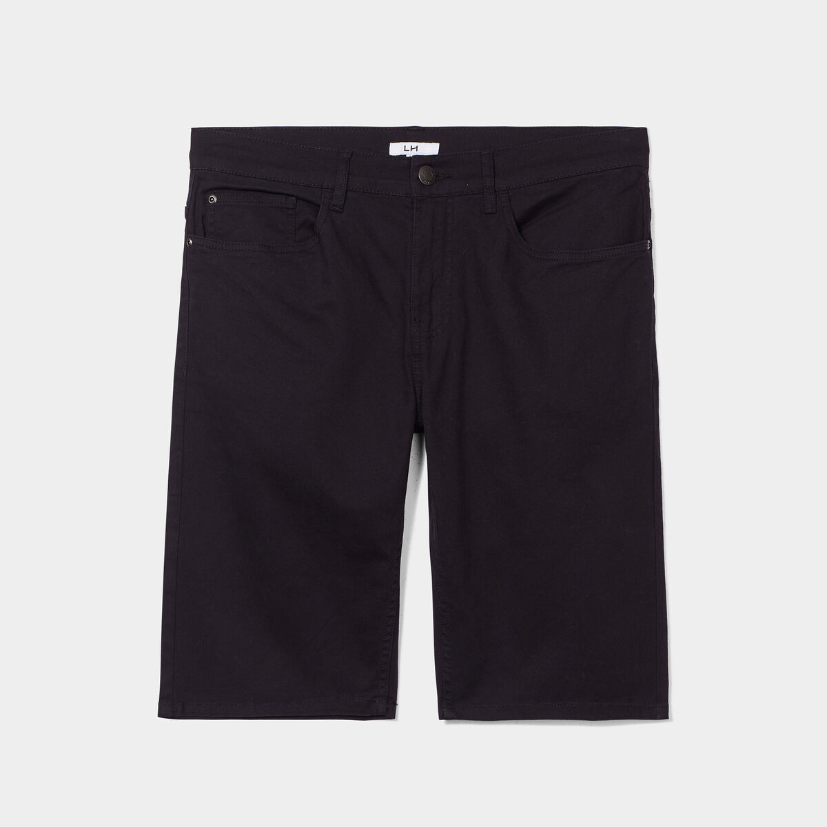 Bermuda droit stretch 5 poches coton noir homme