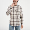 Chemise droite manches retroussées beige homme