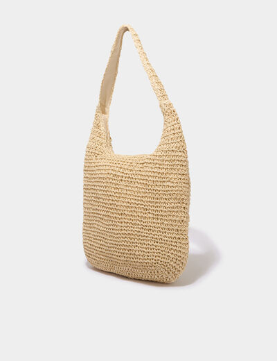 Sac cabas tress&eacute; port&eacute;-&eacute;paule sable femme