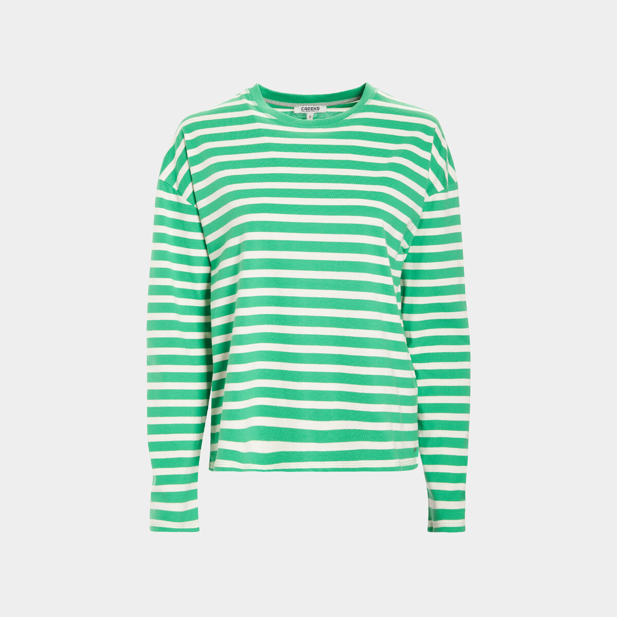 T-shirt marinière manches longues Creeks vert femme