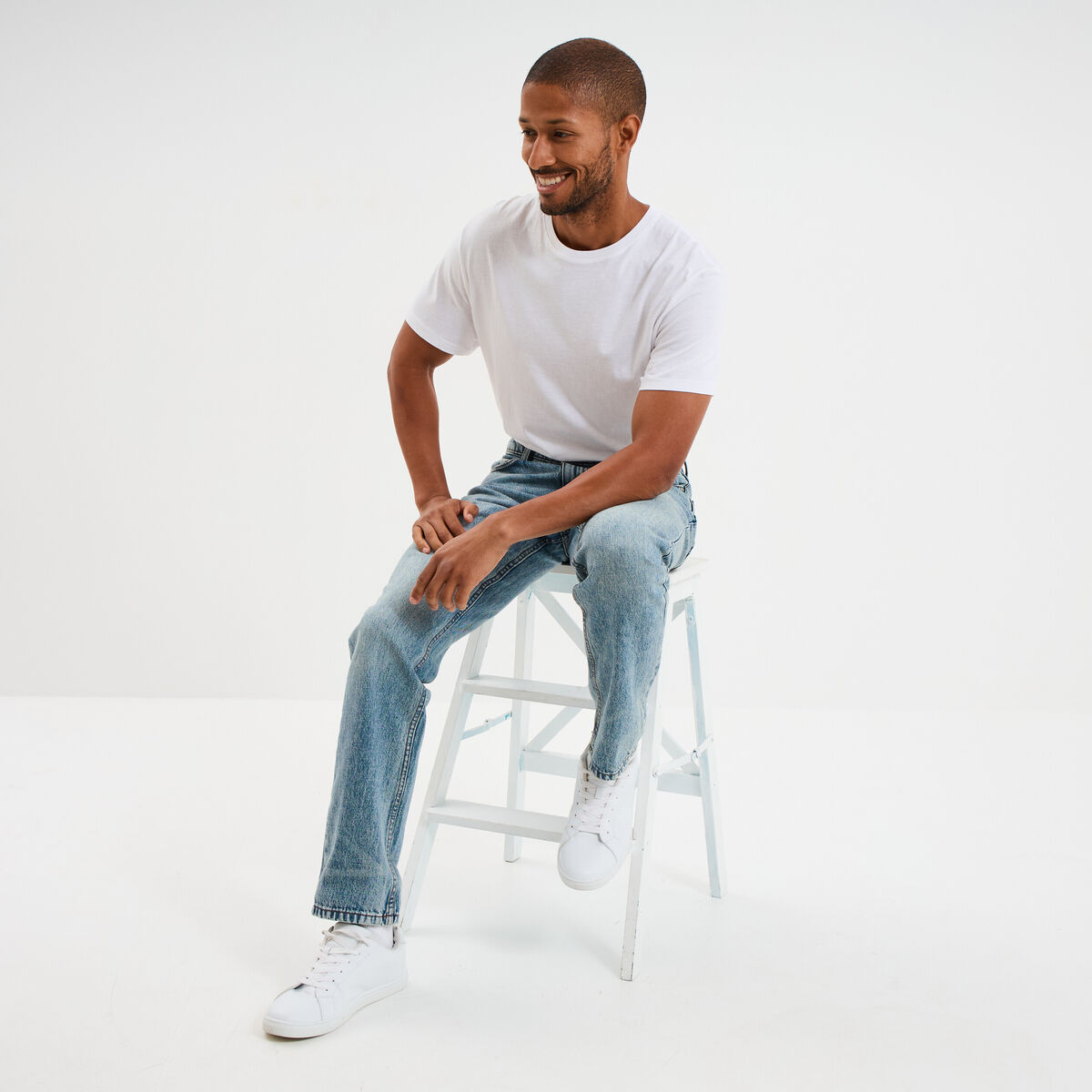 Jeans regular 5 poches coton denim double stone homme