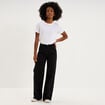 Jean large taille haute coton denim noir femme