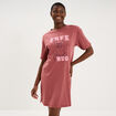 Chemise de nuit courte coton rose framboise femme