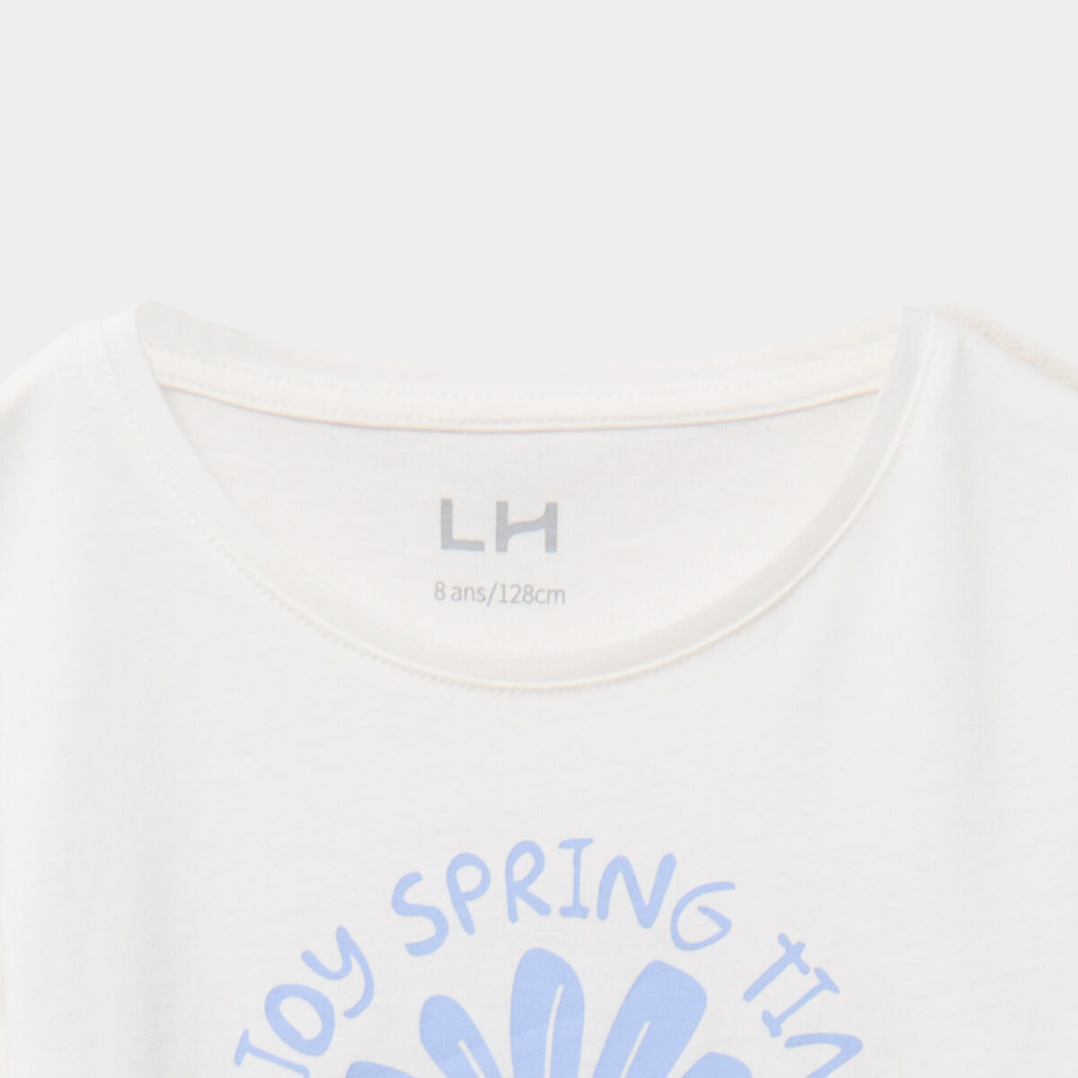 T-shirt manches courtes coton ivoire fille