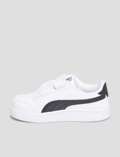 Tennis basses à scratchs Puma Shuffle blanc garçon