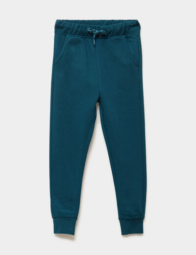 Pantalon jogging regular 2 poches bleu canard gar&ccedil;on