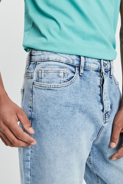 Jeans droit denim bleach homme