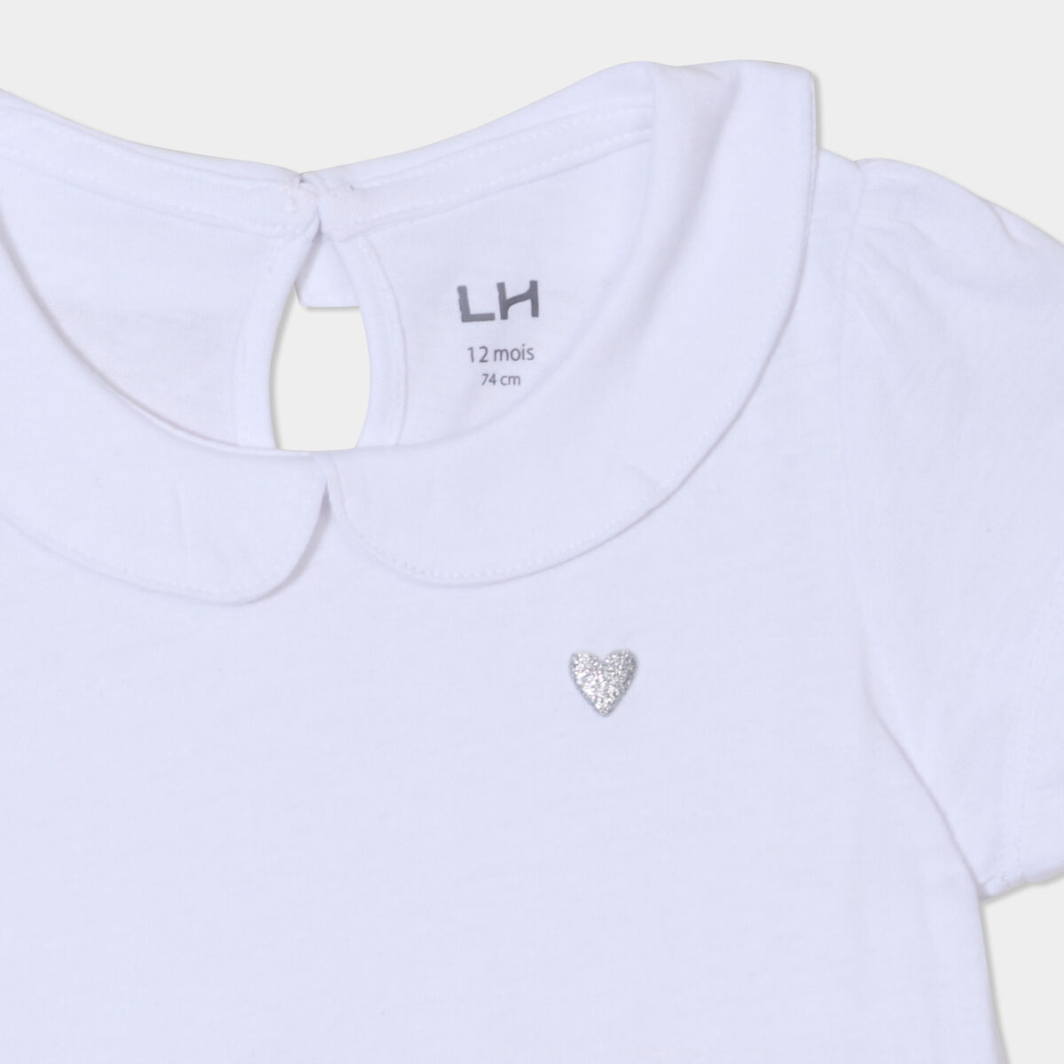 T-shirt col claudine manches ballons blanc bébé fille