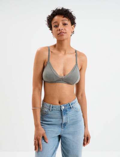 Soutien-gorge triangle sans armatures vert kaki femme