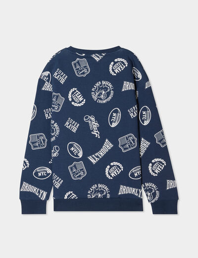 Sweat col rond manches longues bleu marine garçon