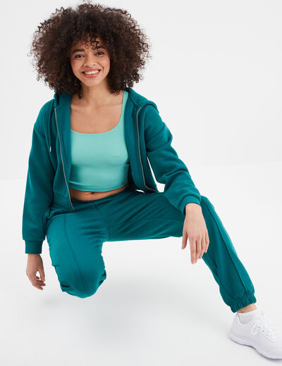 T-shirt cropped encolure carrée Creeks bleu turquoise femme
