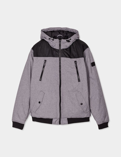 Blouson déperlant zippé capuche Liberto gris homme
