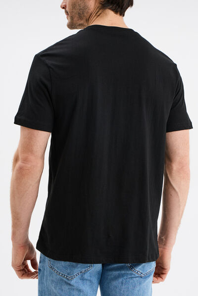T-shirt manches courtes coton col V noir homme