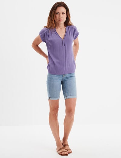Bermuda en jean slim denim double stone femme