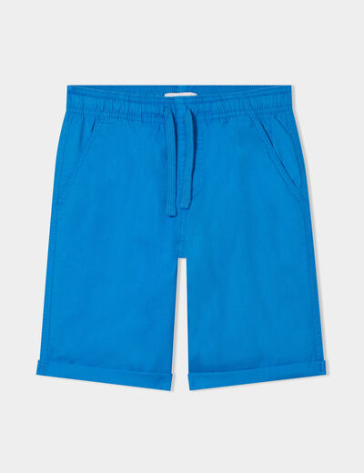 Short droit taille élastiquée à coulisse bleu garçon
