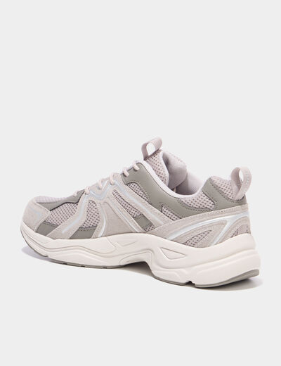 Baskets running &agrave; lacets gris argent homme