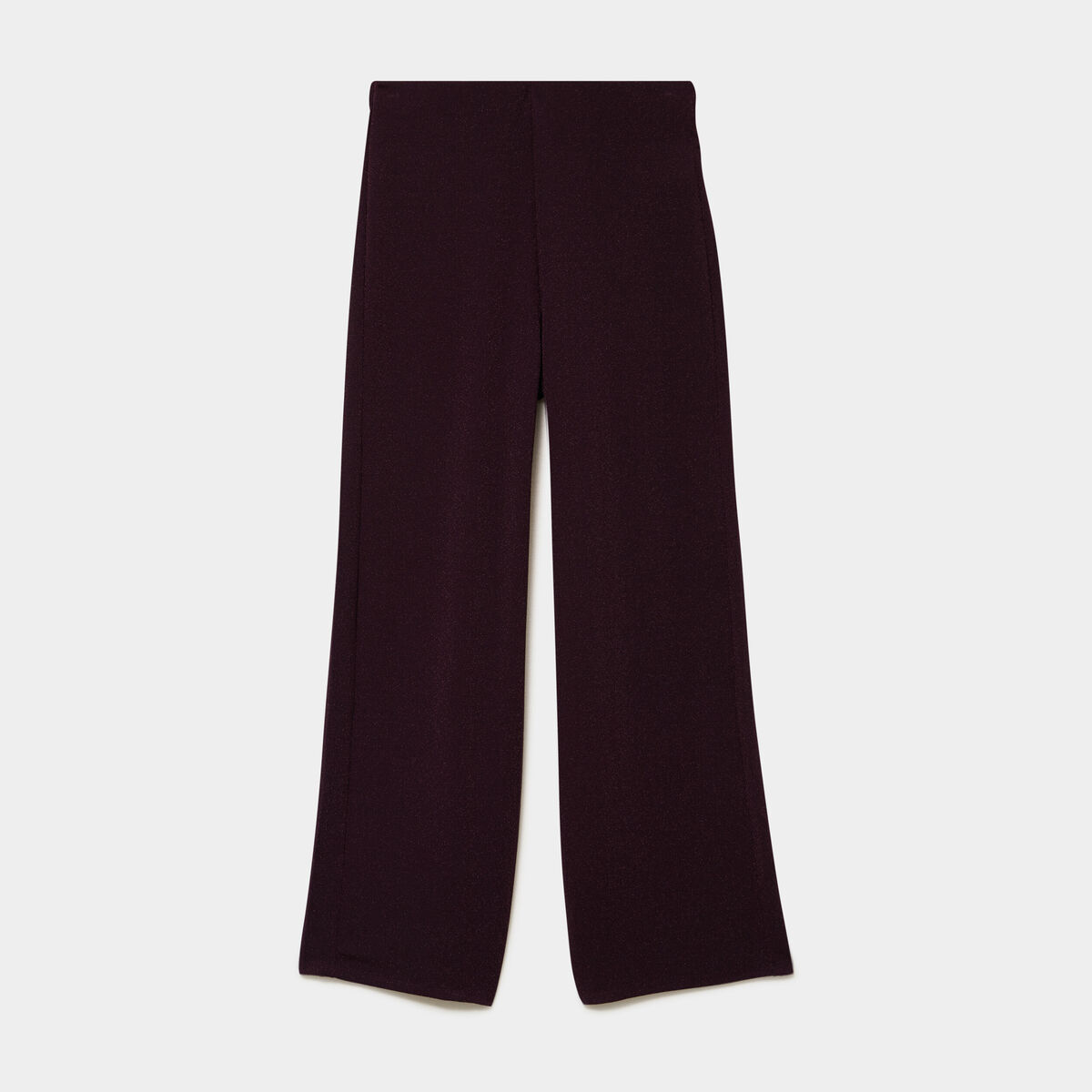 Pantalon large &agrave; paillettes prune femme