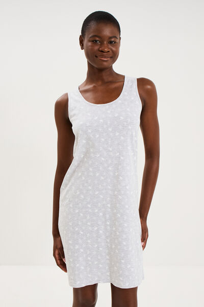 Chemise de nuit sans manches gris clair femme