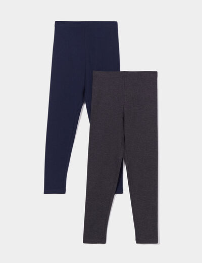 Lot 2 leggings coton bleu marine fille