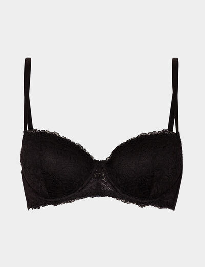 Soutien-gorge corbeille micro dentelle noir femme