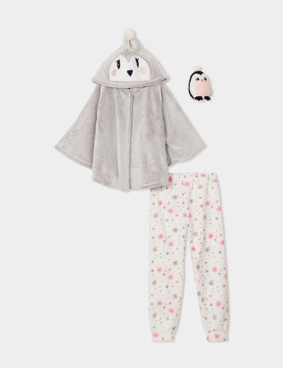Ensemble pyjama 4 pièces effet polaire rose fushia fille