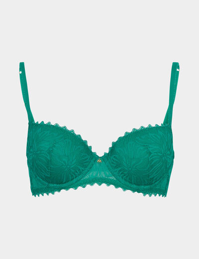 Soutien-gorge corbeille paddé dentelle vert menthe femme