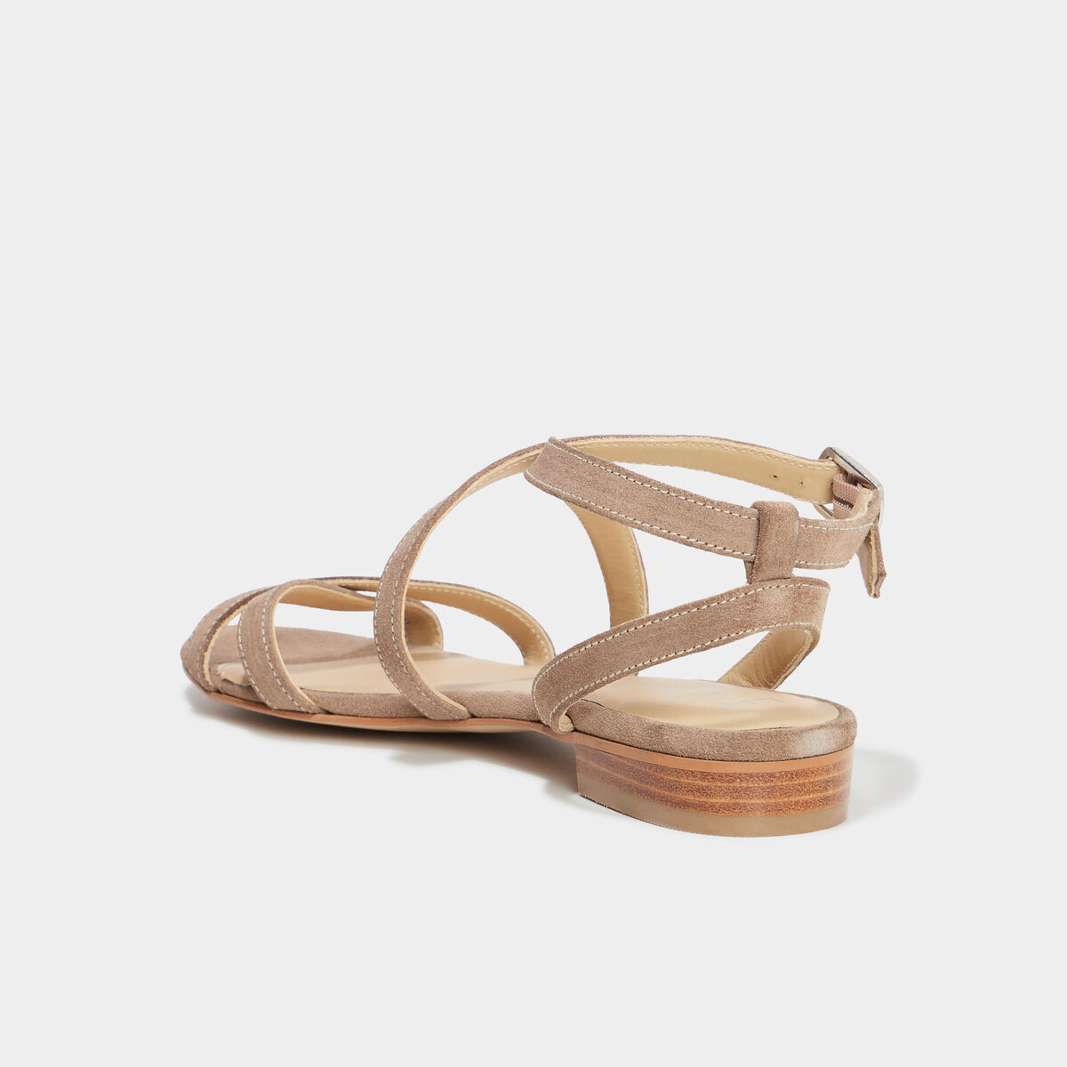 Sandales avec brides en cuir sable femme