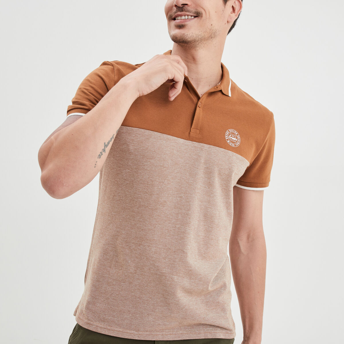 Polo manches courtes coton Creeks marron homme