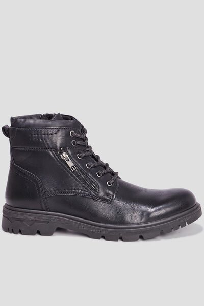 Bottines crantées détails zippés Bafi noir homme