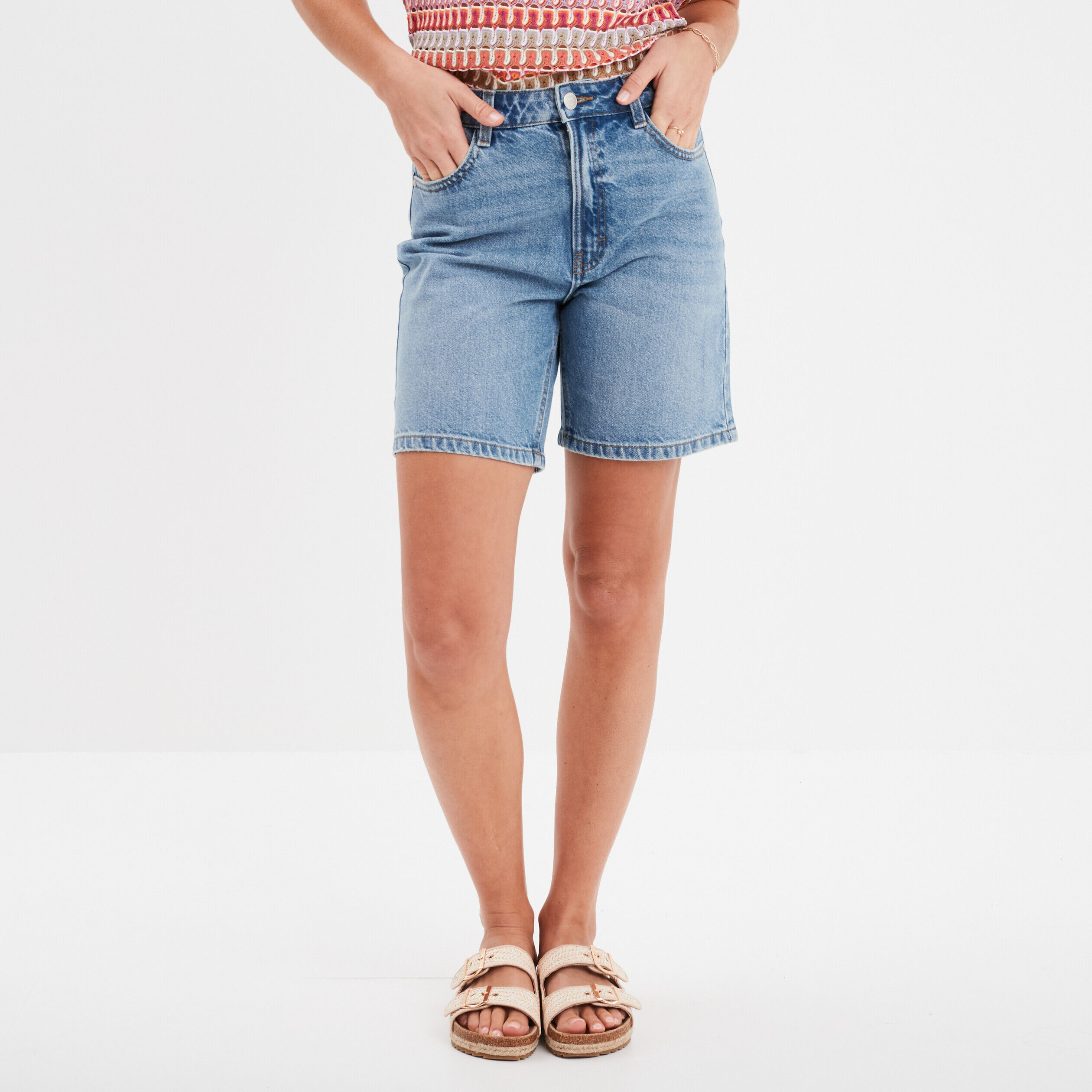 Bermuda en jean 5 poches Creeks denim double stone femme CREEKS