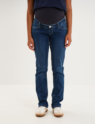 Jeans grossesse droit avec bandeau denim stone femme maternit&eacute;