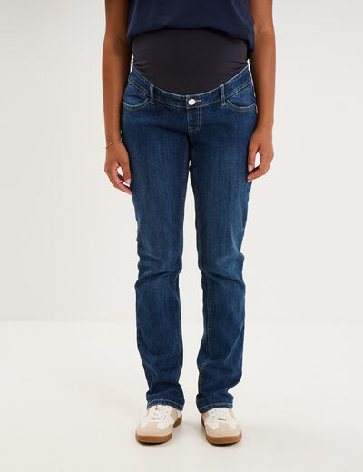 Jeans grossesse droit avec bandeau denim stone femme maternit&eacute;