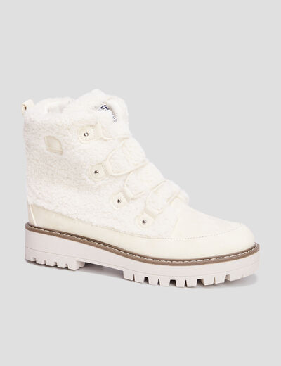 Bottines fausse fourrure blanc femme