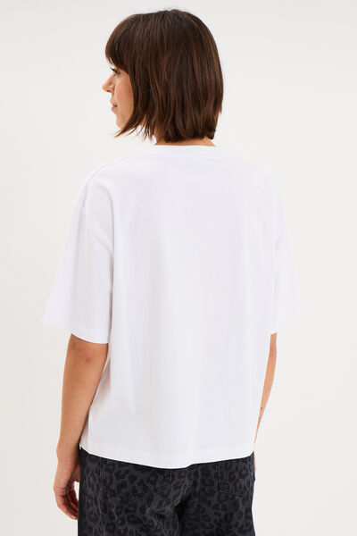 T-shirt oversize manches courtes coton blanc femme
