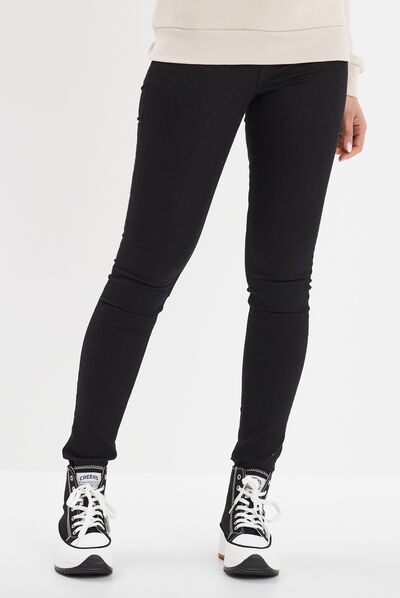 Pantalon slim taille basse noir femme