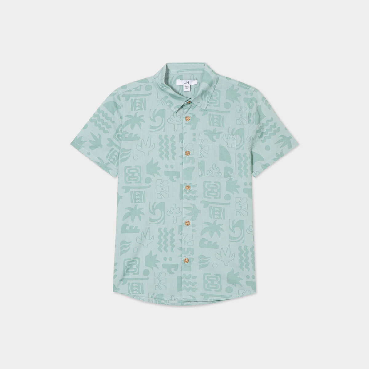 Chemise manches courtes vert kaki gar&ccedil;on