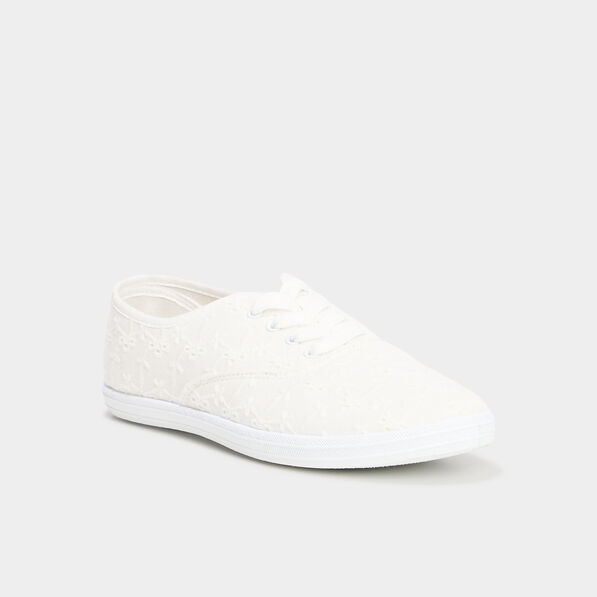 tennis basses a lacets en toile blanc femme Tennis basses à lacets en toile blanc femme